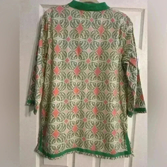 Crown & Ivy Beach Women's Tunic Green Coral Seashell Size Large‎ - Picture 4 of 6